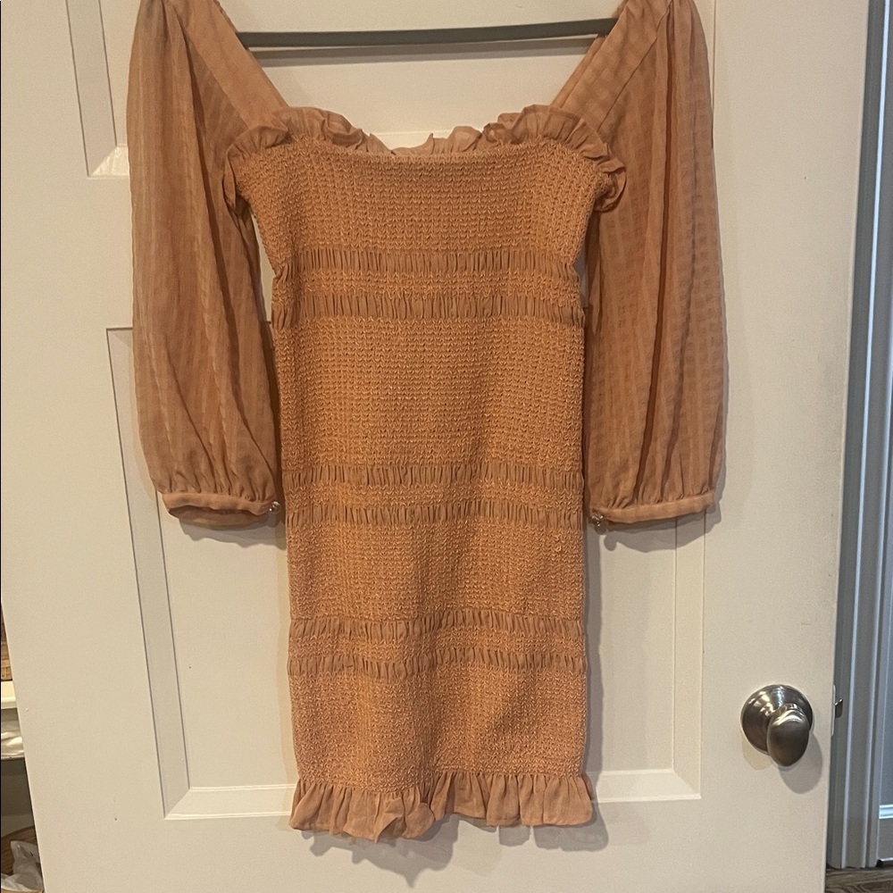 Capulet Tan Mini Dress with Ruffle Details